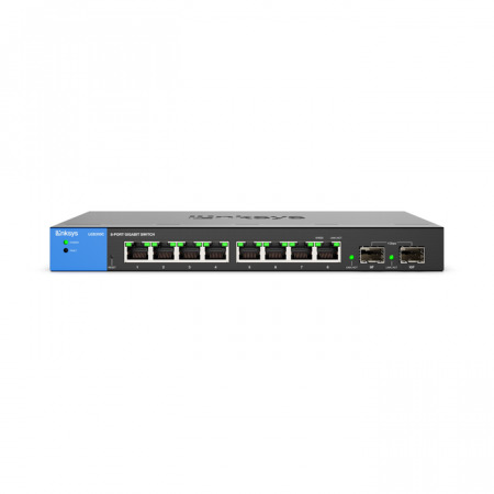 Linksys 8-Port Managed Gigabit Ethernet Switch, 2x 1G SFP Uplinks, TAA Compliant, Port-Based and 802.1q VLAN, 20 Gbps Switching Capacity, Static Routing | LGS310C-EU