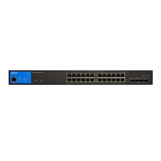 Commutateur Gigabit PoE + géré Linksys 24 ports - Prise en charge de 3 couches - Modulaire - Budget PoE 410 W | LGS328MPC