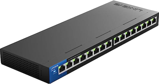 Linksys LGS116 : commutateur Gigabit Ethernet non géré pour ordinateur de bureau professionnel à 16 ports, réseau informatique, vitesse de connexion filaire jusqu'à 1 000 Mbps
