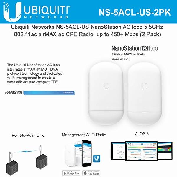 Radio Nanostation ac loco 5 NS-5ACL 5 GHz 802.11ac airmax cpe, jusqu'à 450+ Mbps 